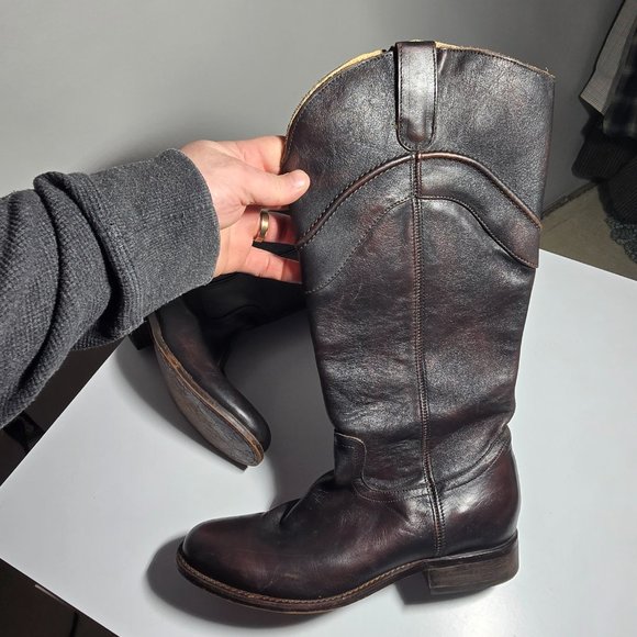 Justin Boots Dark Brown Heeled Boots - Picture 2 of 13